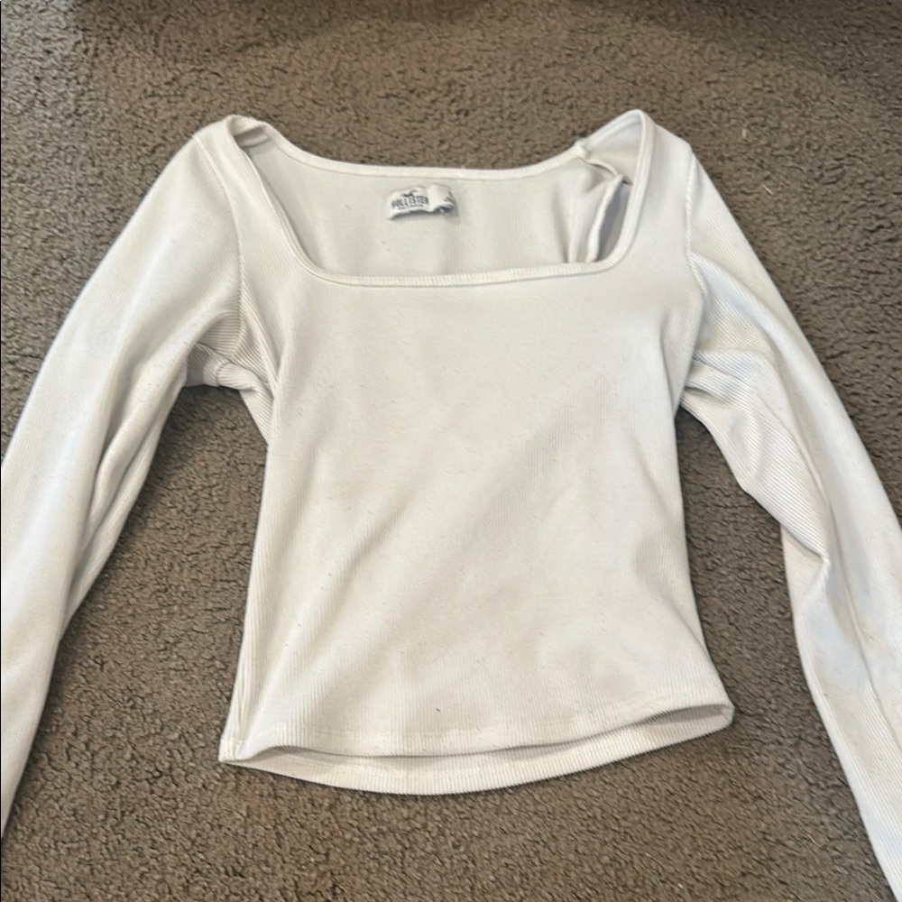 Hollister Cream Fitted Long Sleeve Bodysuit